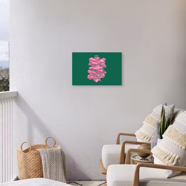 Abstract - Pink - Lijnen - Groen Tuinposter op houten frame 2 cm dik klein -sfeer1