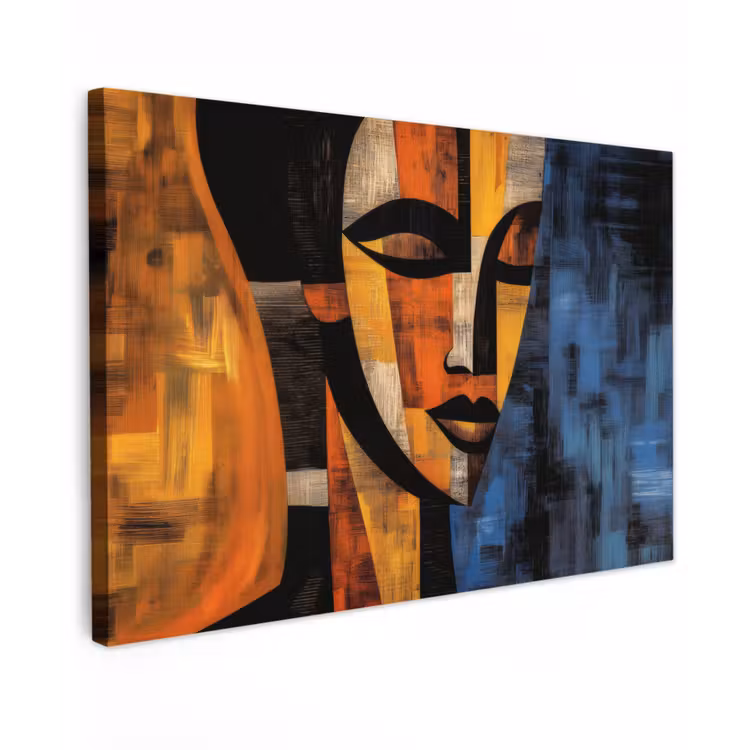 Abstract - Portret - Kleurvakken Tuinposter op houten frame 2 cm dik klein -3d