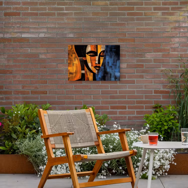 Abstract - Portret - Kleurvakken Tuinposter op houten frame 2 cm dik klein -sfeer3