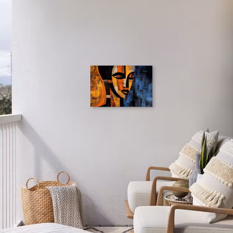 Abstract - Portret - Kleurvakken Tuinposter op houten frame 2 cm dik klein -sfeer1