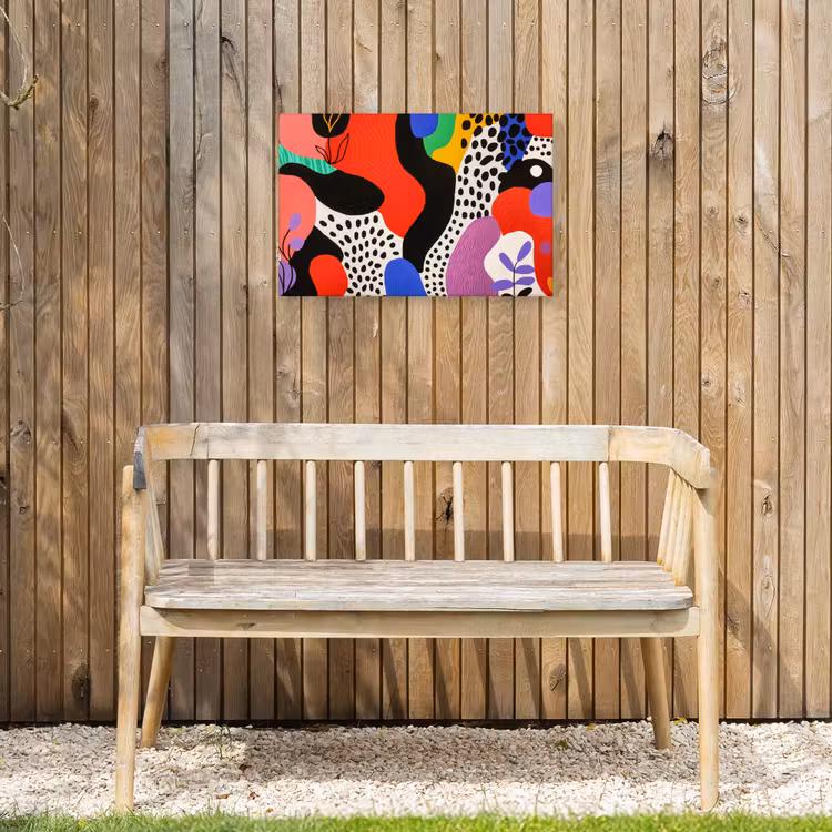 Abstract - Vormen - Kleuren - Stippen Tuinposter op houten frame 2 cm dik klein -sfeer4
