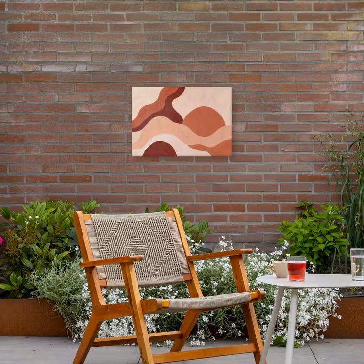 Abstract - Vormen - Organisch - Aardetinten - Modern Tuinposter op houten frame 2 cm dik klein -sfeer3