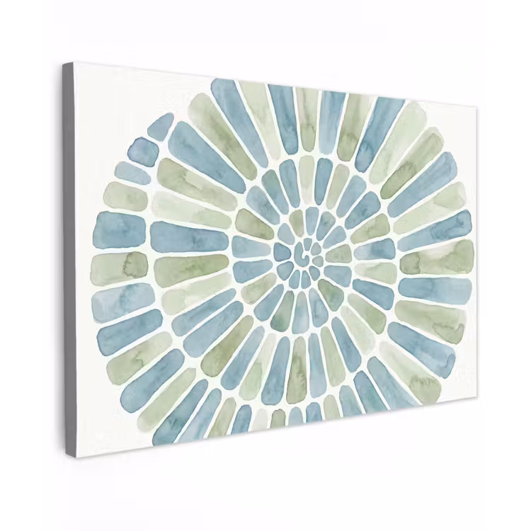 Abstract - Spiraal - Patroon - Modern - Blauw-Groen Tuinposter op houten frame 2 cm dik klein -3d