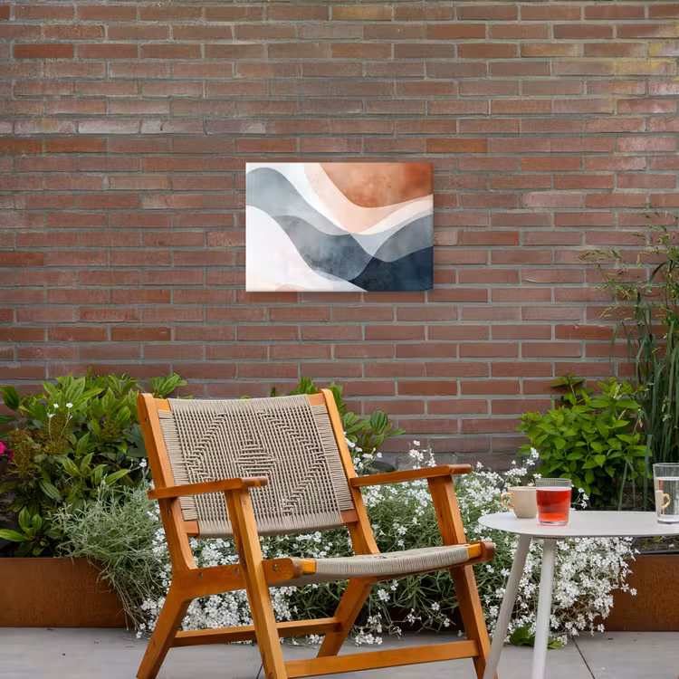 Abstract - Golven - Blauw Tuinposter op houten frame 2 cm dik klein -sfeer3