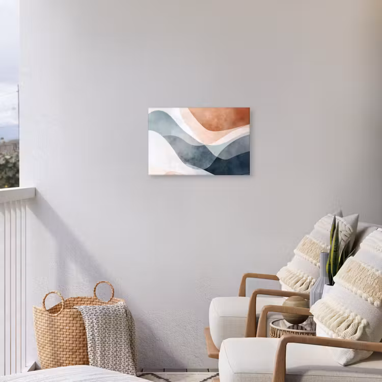 Abstract - Golven - Blauw Tuinposter op houten frame 2 cm dik klein -sfeer1