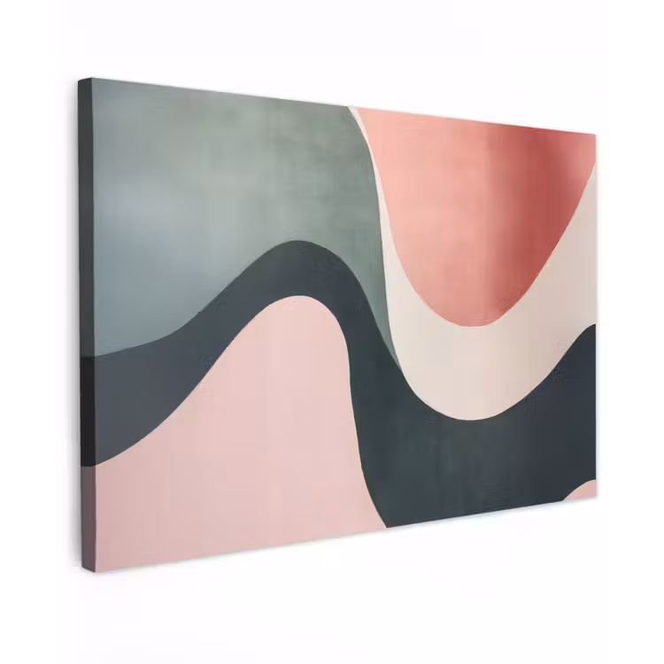Abstract - Golven - Sierlijk - Roze Tuinposter op houten frame 2 cm dik klein -3d
