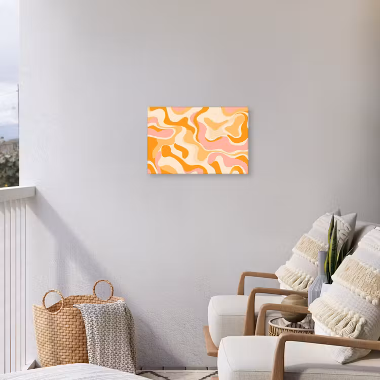 Abstract - Golvend - Oranje Tuinposter op houten frame 2 cm dik klein -sfeer1