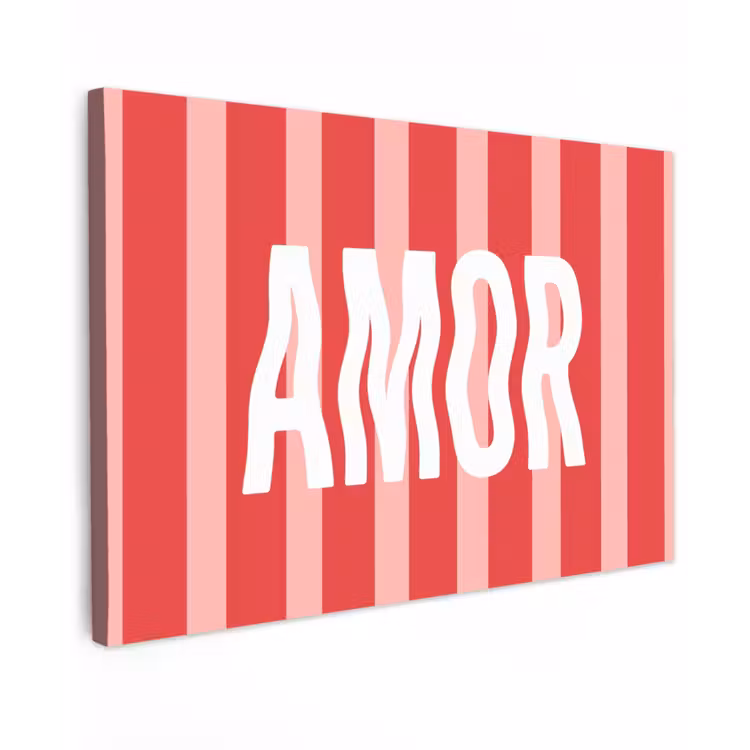 Amor - Strepen - Rood - Roze Tuinposter op houten frame 2 cm dik klein -3d