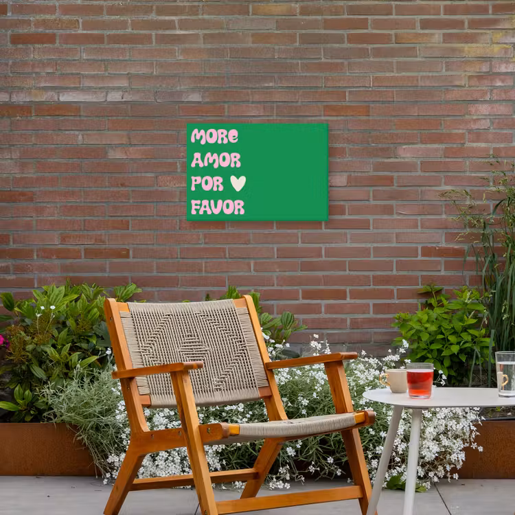 Amor - Valentijn - Groen - Tekst Tuinposter op houten frame 2 cm dik klein -sfeer3