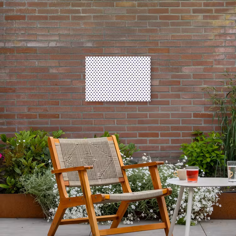 Anker - Hart - Blauw - Wit Tuinposter op houten frame 2 cm dik klein 845 -sfeer3
