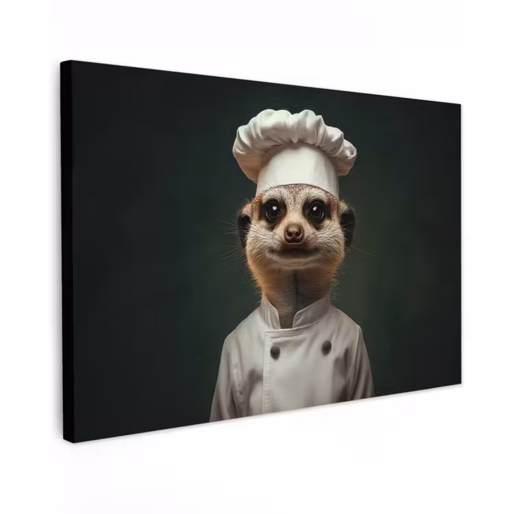 Dier - Kok - Stokstaartje Tuinposter op houten frame 2 cm dik klein -3d