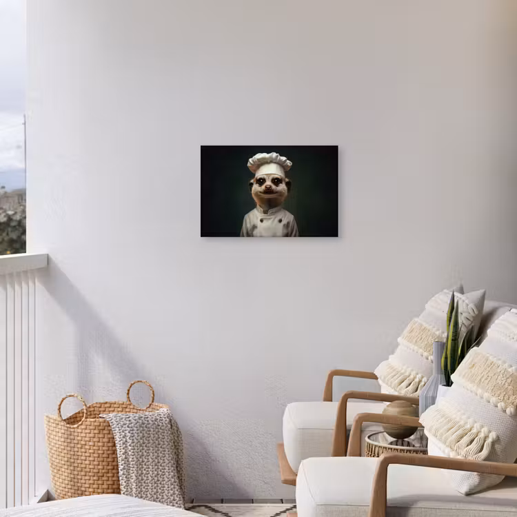 Dier - Kok - Stokstaartje Tuinposter op houten frame 2 cm dik klein -sfeer1