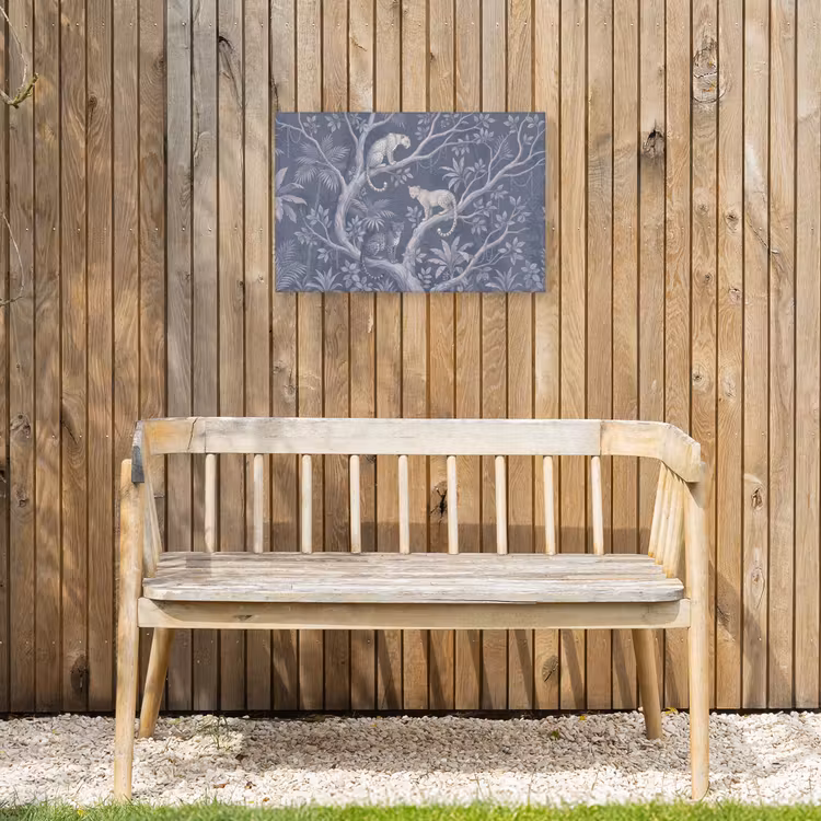 Dieren - Jungle - Illustratie - Bomen - Blauw Tuinposter op houten frame 2 cm dik klein -sfeer4