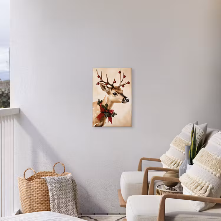 Gewei - Kerst - Rendier - Rood Tuinposter op houten frame 2 cm dik klein -sfeer1