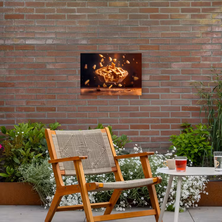 Appel - Taart - Warm - Eten Tuinposter op houten frame 2 cm dik klein -sfeer3