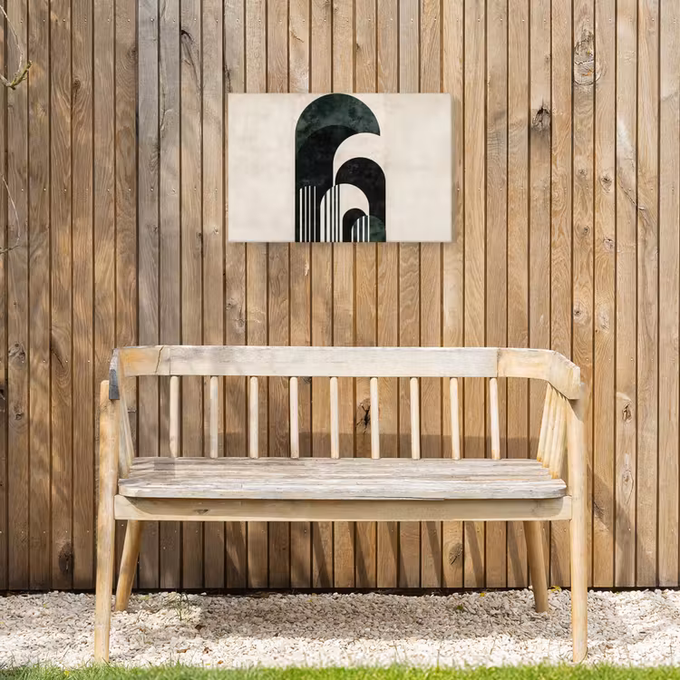 Bogen - Donkergroen - Lijnen Tuinposter op houten frame 2 cm dik klein -sfeer4