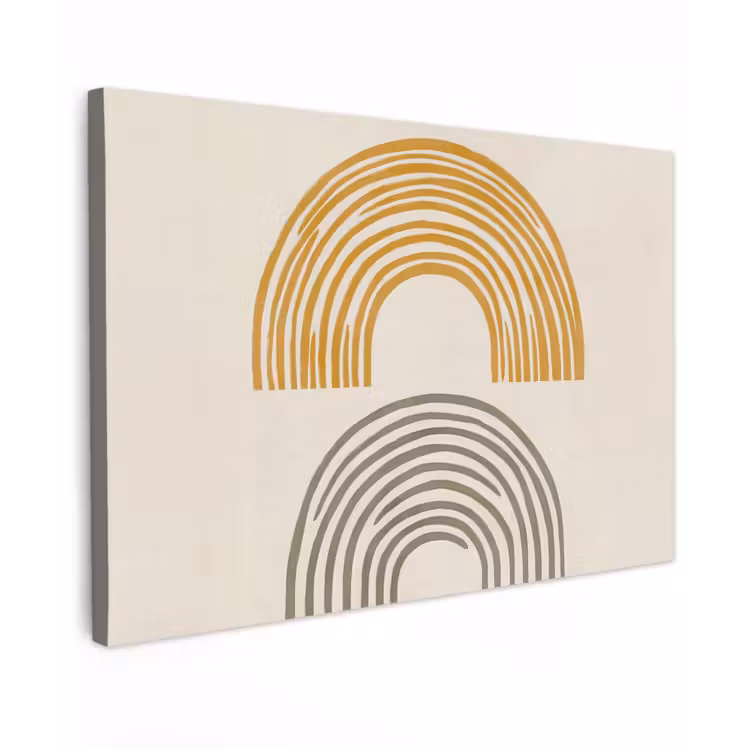 Bogen - Lijnen - Oranje - Minimalistisch Tuinposter op houten frame 2 cm dik klein -3d