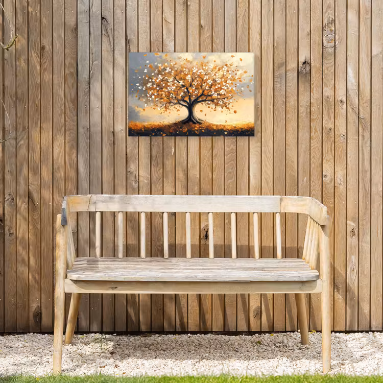 Herfst - Boom - Oranje - Bladeren - Levensboom - Abstract Tuinposter op houten frame 2 cm dik klein -sfeer4