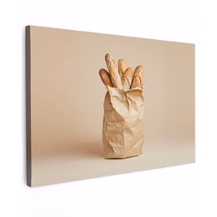 Baguette - Brood - Stokbrood - Beige Tuinposter op houten frame 2 cm dik klein -3d