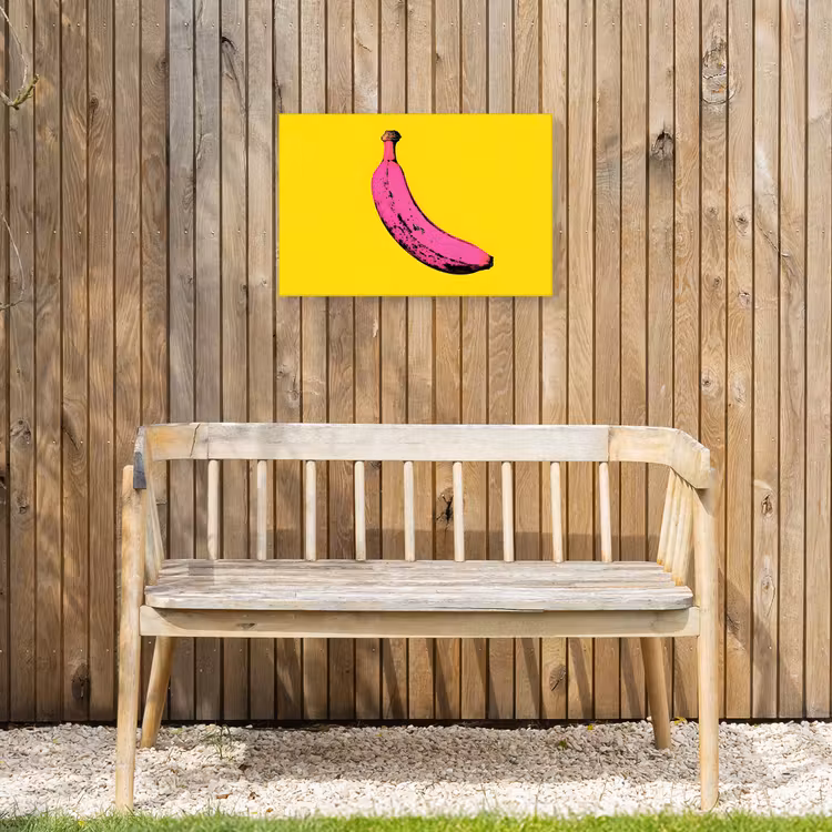 Banaan - Grafisch - Geel Tuinposter op houten frame 2 cm dik klein -sfeer4