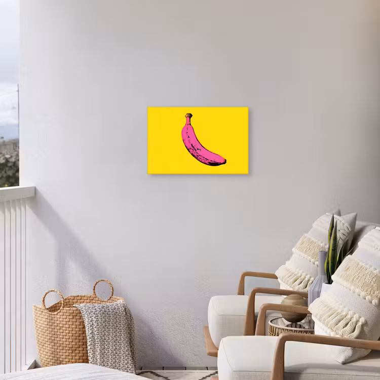 Banaan - Grafisch - Geel Tuinposter op houten frame 2 cm dik klein -sfeer1