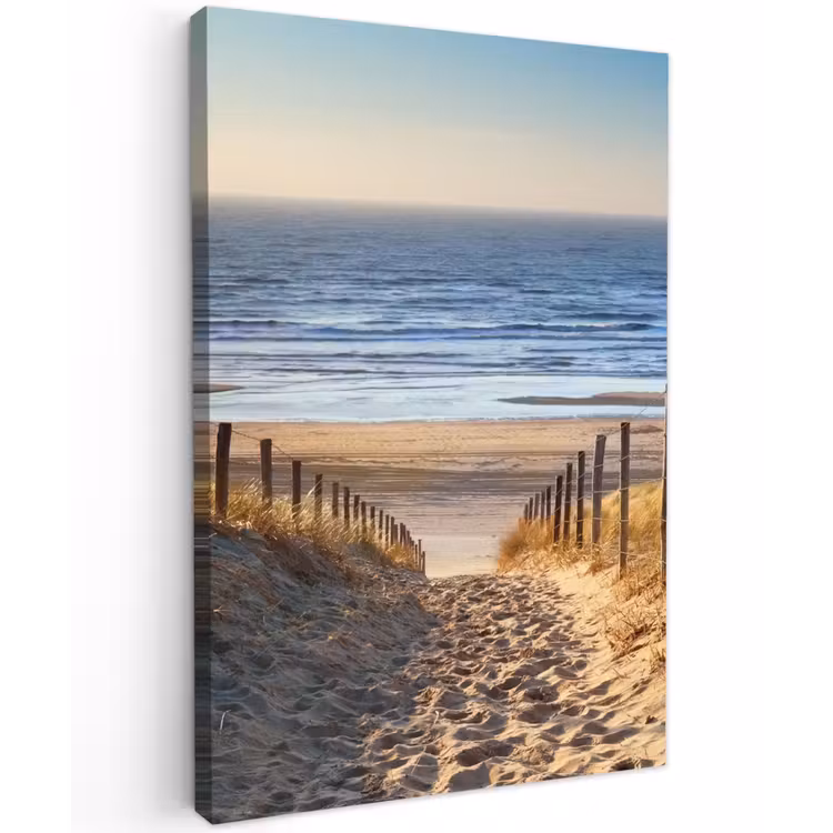 Strandpad bij Zonsondergang Tuinposter op houten frame 2 cm dik klein -3d