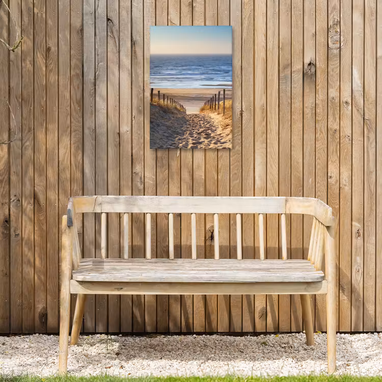 Strandpad bij Zonsondergang Tuinposter op houten frame 2 cm dik klein -sfeer4