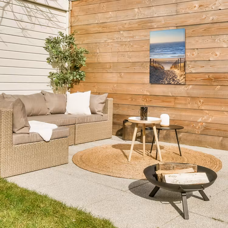 Strandpad bij Zonsondergang Tuinposter op houten frame 2 cm dik klein -sfeer2