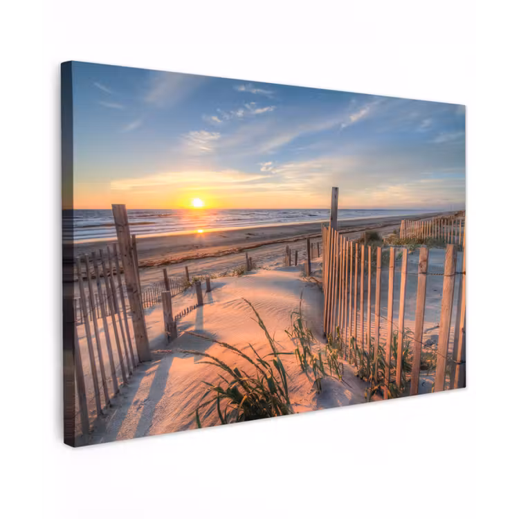 Strand - Zee - Duin - Zonsondergang - Landschap Tuinposter op houten frame 2 cm dik klein -3d