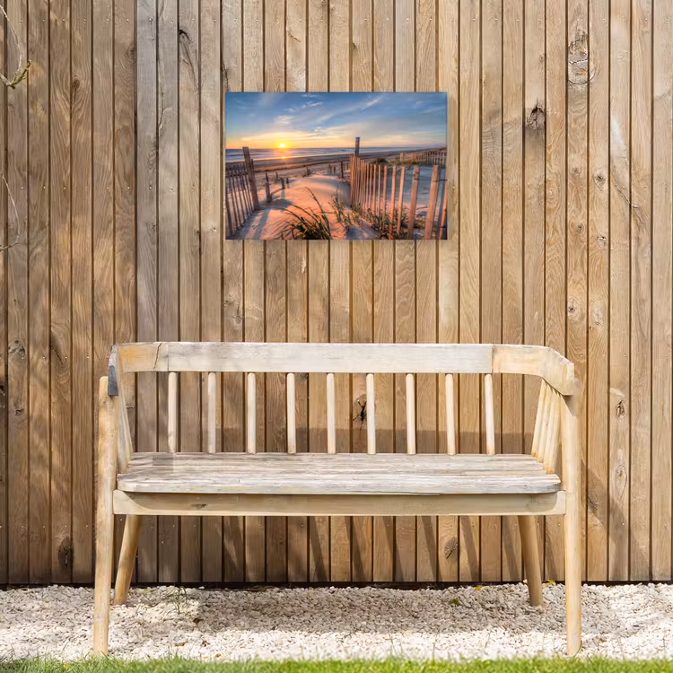 Strand - Zee - Duin - Zonsondergang - Landschap Tuinposter op houten frame 2 cm dik klein -sfeer4