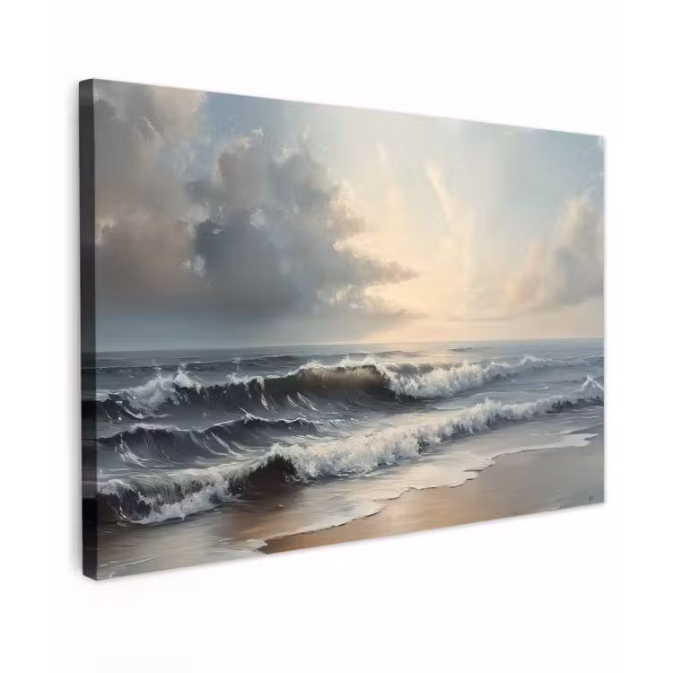 Strand - Zee - Zonsondergang Tuinposter op houten frame 2 cm dik klein -3d