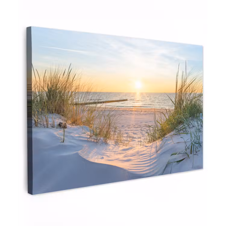 Strand - Zon - Duin - Gras - Zand - Horizon Tuinposter op houten frame 2 cm dik klein -3d