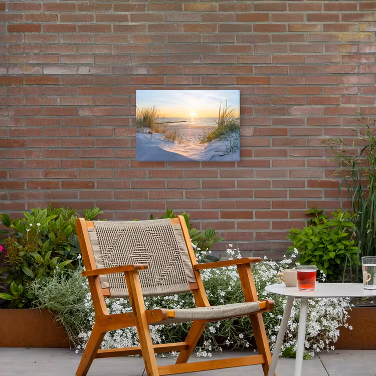 Strand - Zon - Duin - Gras - Zand - Horizon Tuinposter op houten frame 2 cm dik klein -sfeer3