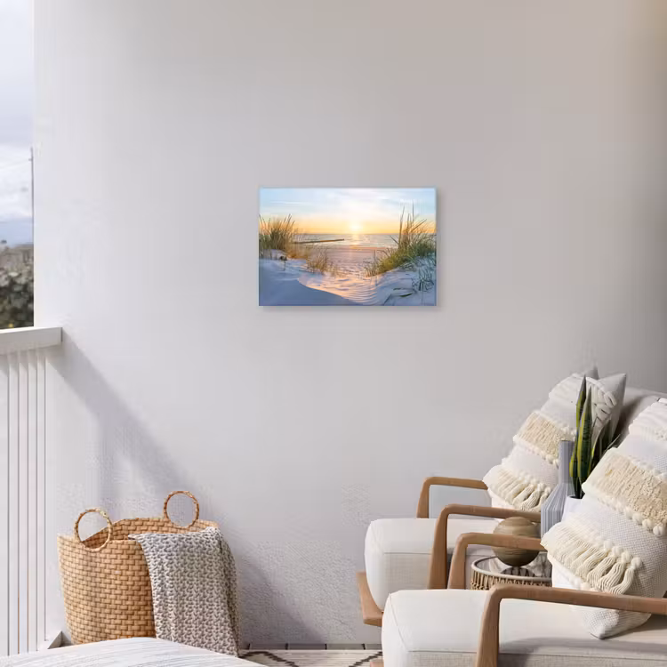 Strand - Zon - Duin - Gras - Zand - Horizon Tuinposter op houten frame 2 cm dik klein -sfeer1