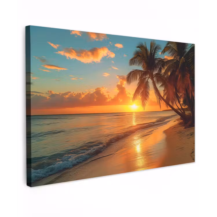 Strandzonsondergang in de Tropen Tuinposter op houten frame 2 cm dik klein -3d