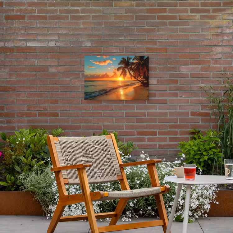 Strandzonsondergang in de Tropen Tuinposter op houten frame 2 cm dik klein -sfeer3