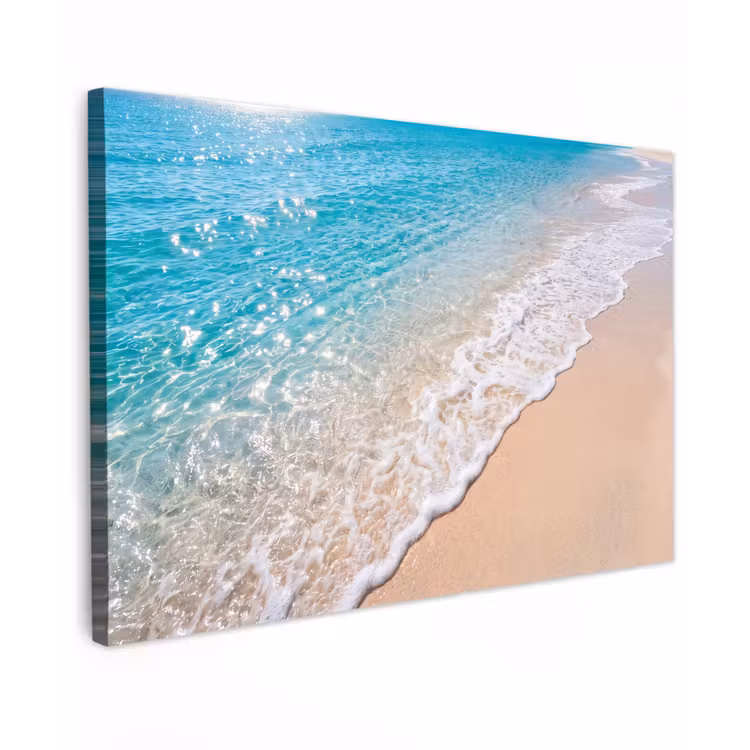 Strand - Water - Natuur - Blauw - Beige Tuinposter op houten frame 2 cm dik klein -3d