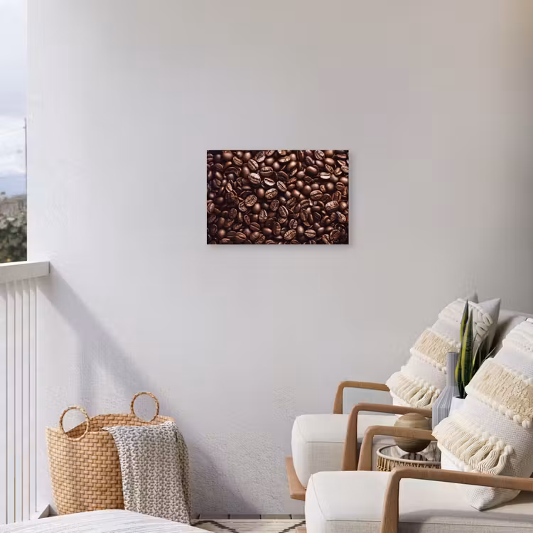 Bonen - Close-up - Donkerbruin Tuinposter op houten frame 2 cm dik klein -sfeer1