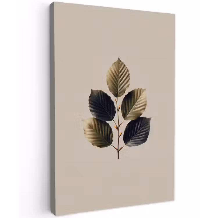 Beukenbladeren - Bruin - Groen - neutraal Tuinposter op houten frame 2 cm dik klein -3d