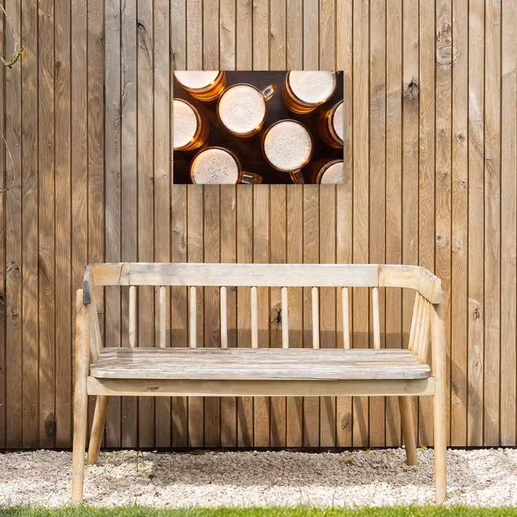 Bier - Glazen - Schuim - Hout - Drank Tuinposter op houten frame 2 cm dik klein -sfeer4
