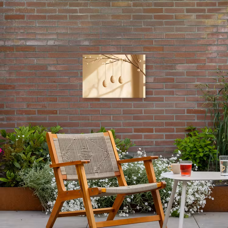 Beige - Paastak - Eieren Tuinposter op houten frame 2 cm dik klein -sfeer3