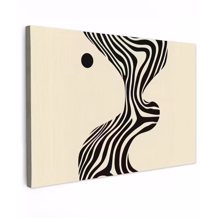 Beige - Lijnen - Golvend - Abstract Tuinposter op houten frame 2 cm dik klein -3d