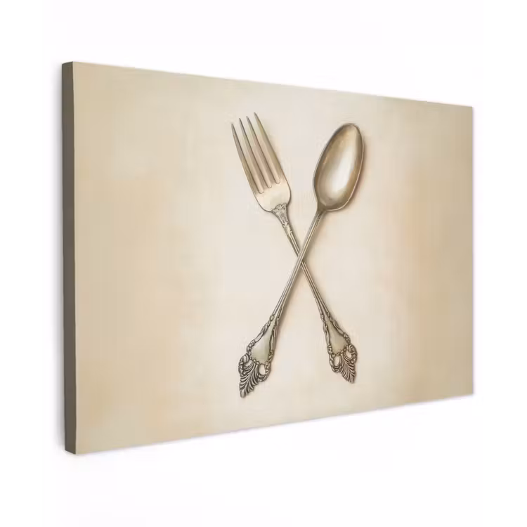 Beige - Vintage - Bestek Tuinposter op houten frame 2 cm dik klein -3d