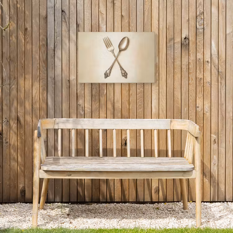 Beige - Vintage - Bestek Tuinposter op houten frame 2 cm dik klein -sfeer4