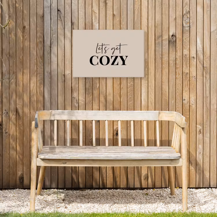 Beige - Winter - Quote - Cozy Tuinposter op houten frame 2 cm dik klein -sfeer4
