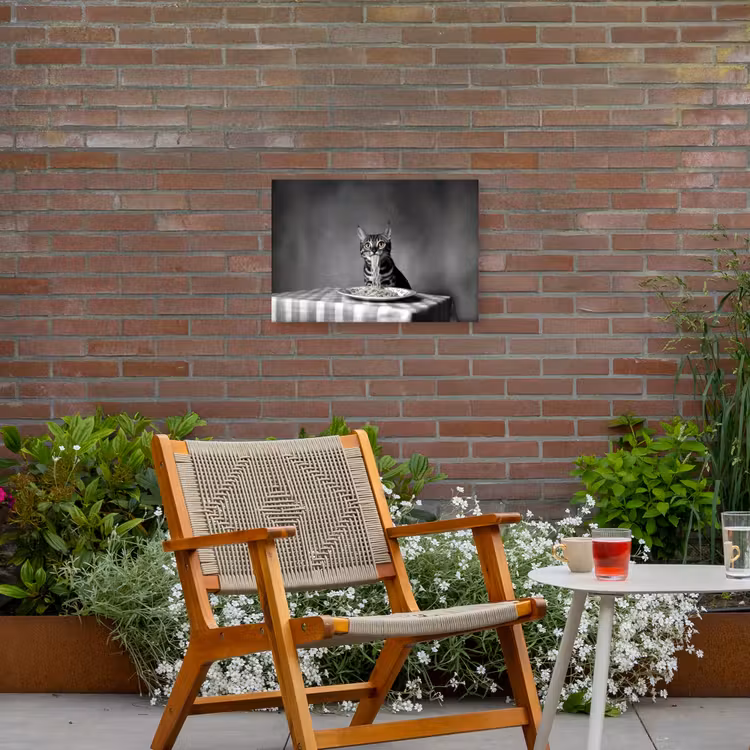 Bengaal - Kat - Tafelkleed - Zwart - Wit - Dier Tuinposter op houten frame 2 cm dik klein -sfeer3