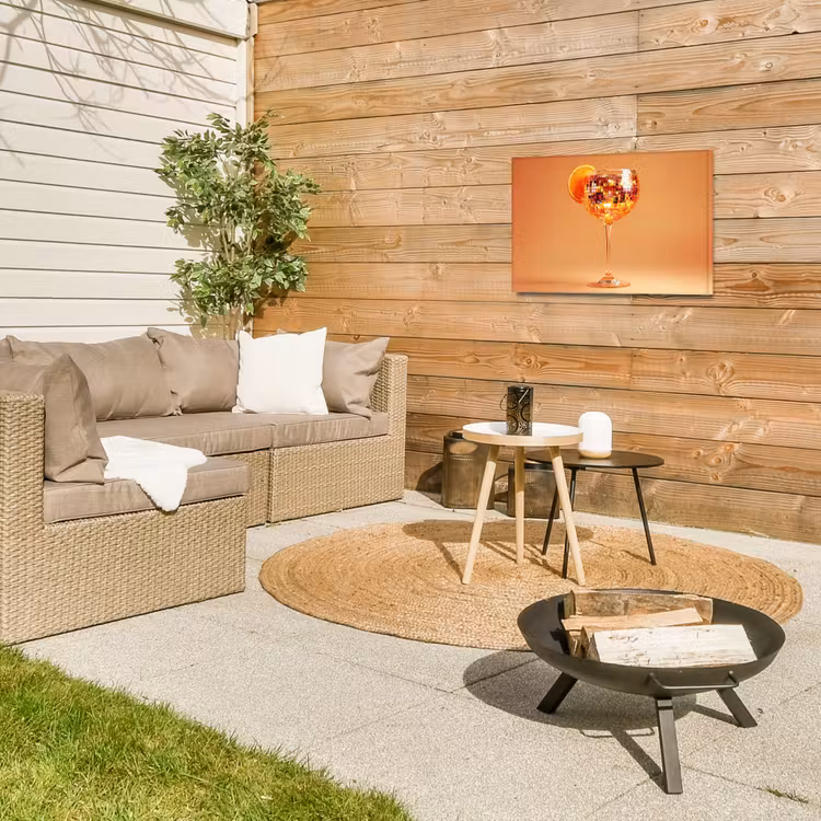 Drank - Oranje - Glitter - Disco Tuinposter op houten frame 2 cm dik klein -sfeer2