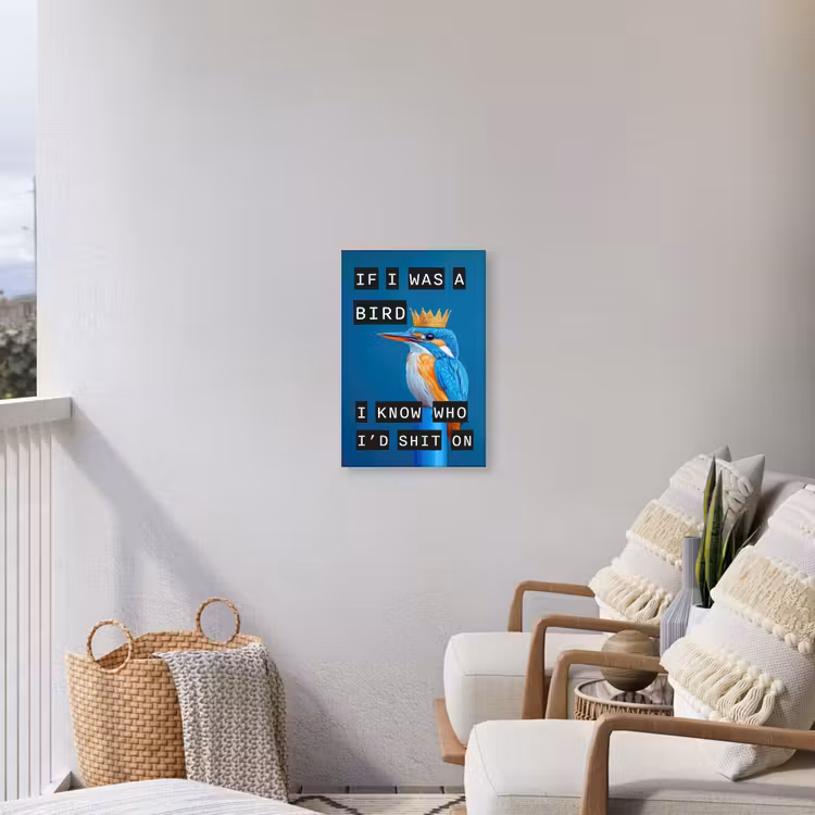 Vogel - Decoratie - Ijsvogel - Blauw Tuinposter op houten frame 2 cm dik klein -sfeer1