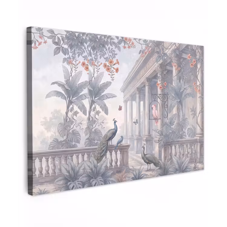 Vogel - Pauw - Architectuur - Klassiek - Groen Tuinposter op houten frame 2 cm dik klein -3d