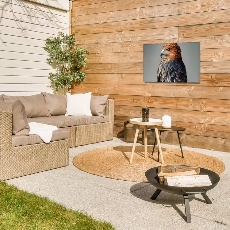 Vogel - Realistisch - Veren - Bruin Tuinposter op houten frame 2 cm dik klein -sfeer2